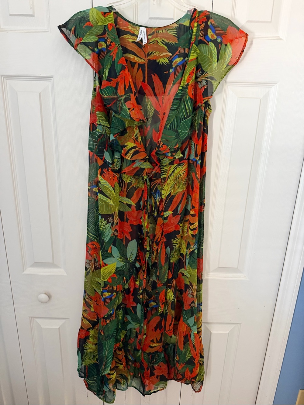 Live 4 Truth Tropical Leaf & Floral Maxi cover-up in Green and Orange